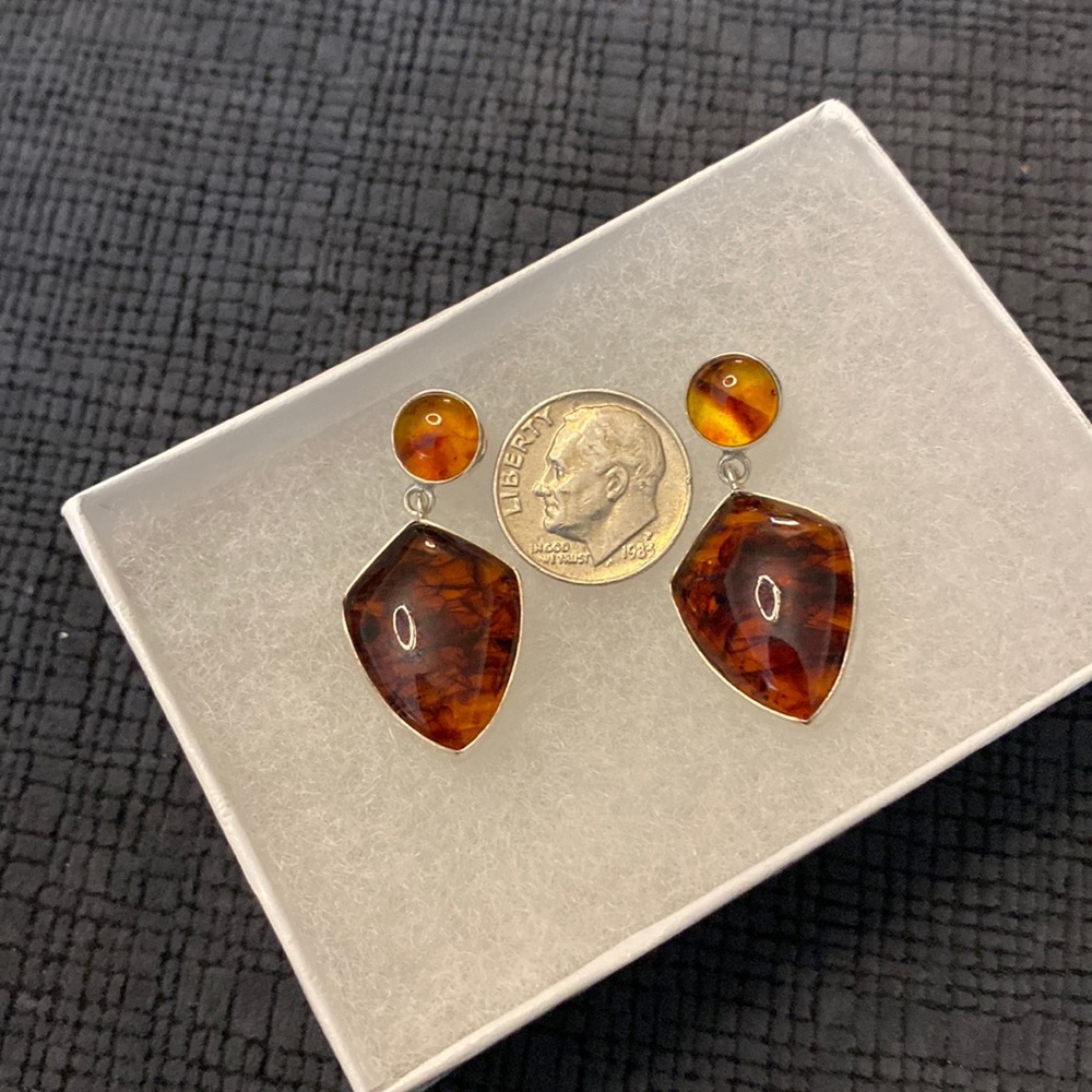 Sterling Silver Amber Earrings